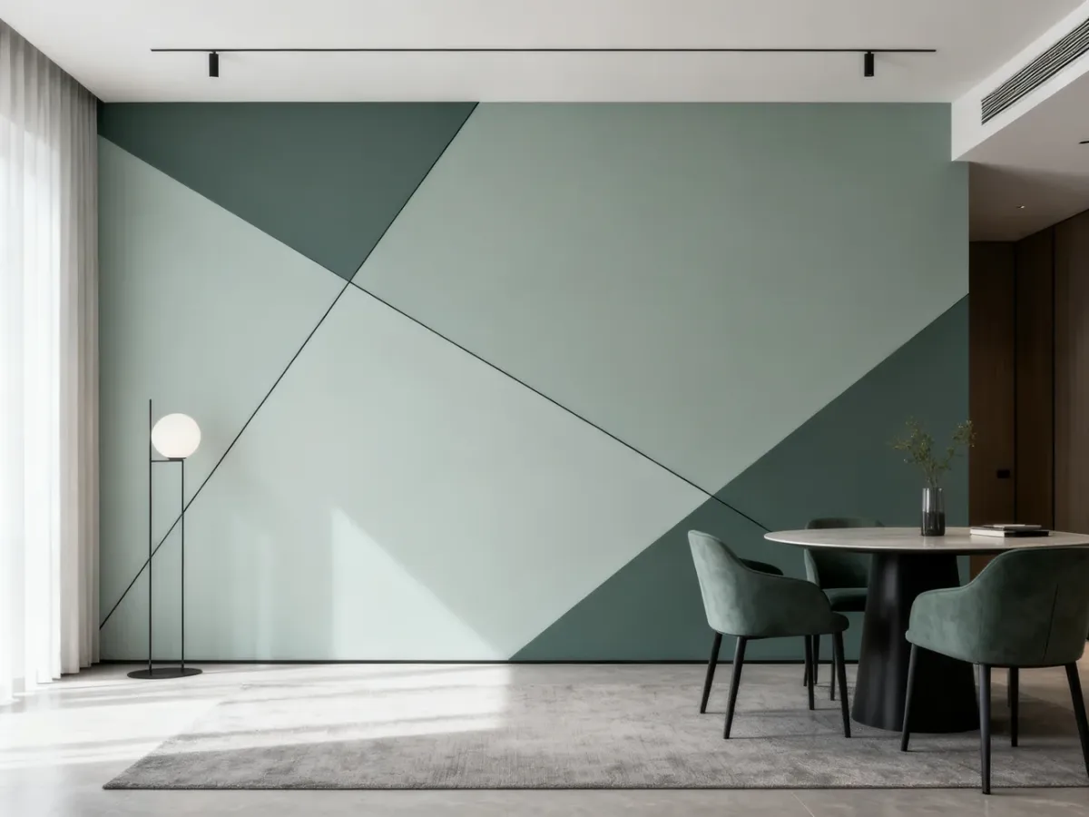 Nowoczesne wnętrze z geometrycznym wzorem w dwóch kolorach