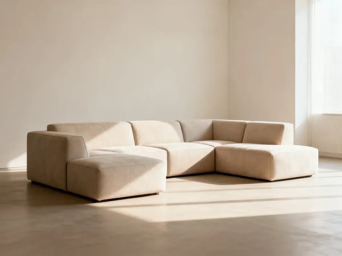 Modułowa sofa złożona z kilku segmentów w nowoczesnym salonie